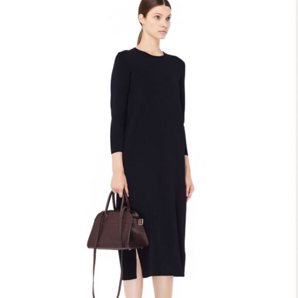 The Row Katey Long Sleeve Midi Dress in Black - Picture 1 of 9